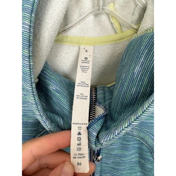 Lululemon Scuba Full Zip Jacket Hooded Space Dye Green Blue Athleisure Women's 6 - Picture 4 of 7